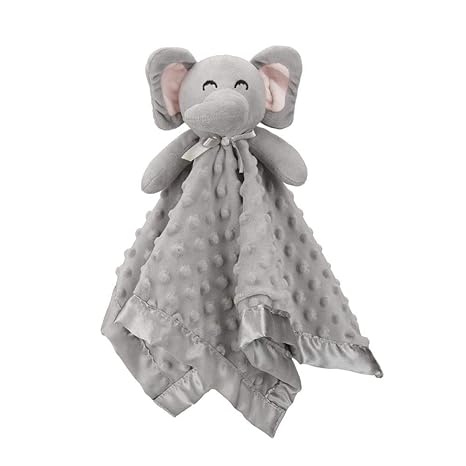 Elephant Security Blanket, Soft Lovey Unisex Lovie Baby Gifts for Boys and Girls Snuggle Toy Stuffed Animal Newborn Essentials and Items Grey 16 Inch