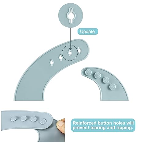 Set of 3 Silicone Baby Bibs Waterproof, Soft, Unisex, 10-72 Months (Brown/Blue/Green)